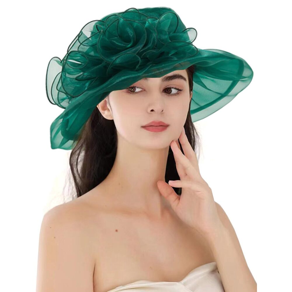 3472 Women's Organza Cloche Bowler Hat Derby Fascinator For Tea Party